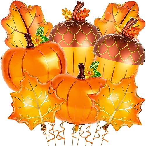 VIKY® Thanksgiving Deko Kürbisk Luftballon,Kürbis Deko Ballons,Erntedankfest Deko Ahornblatt Folienballon Set,Thanksgiving Day Ballon,Luftballons Orange für Herbst Themenparty Halloween Dekorationen von VIKY