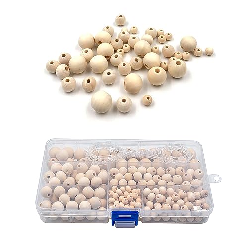 VIKY® Holzperlen zum Auffädeln mit Aufbewahrungskiste, 300 Stück Holzkugeln mit Loch 6 bis 14mm, Runde Holzperlen Natur, Kleine Perlen Holz Set, Holzkugeln zum Basteln DIY Schmuck Armband Halskette VIKY® Holzperlen zum Auffädeln mit Aufbewahrungskiste, 300 Stück Holzkugeln mit Loch 6 bis 14mm, Runde Holzperlen Natur, Kleine Perlen Holz Set, Holzkugeln zum Basteln DIY Schmuck Armband Halskette von VIKY