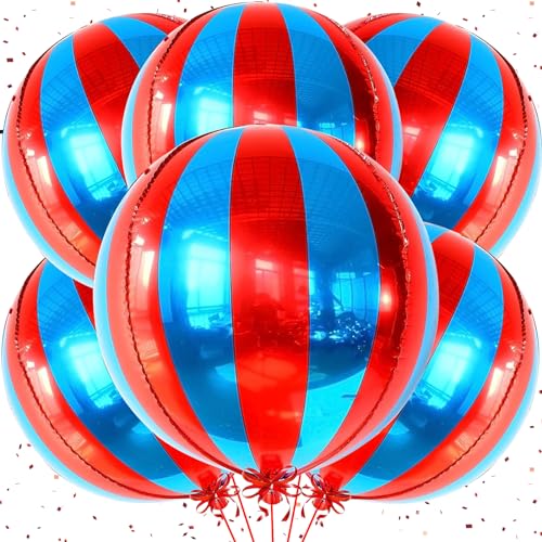 VIKY® Karneval Luftballons Rot Blau, 6 Stk 22 Zoll 4D Zirkus Folienballon, Party Deko Blaue Rote Luftballon, Helium Ballon für Dekorationen, Movie Night, Kindergeburtstag VIKY® Karneval Luftballons Rot Blau, 6 Stk 22 Zoll 4D Zirkus Folienballon, Party Deko Blaue Rote Luftballon, Helium Ballon für Dekorationen, Movie Night, Kindergeburtstag von VIKY