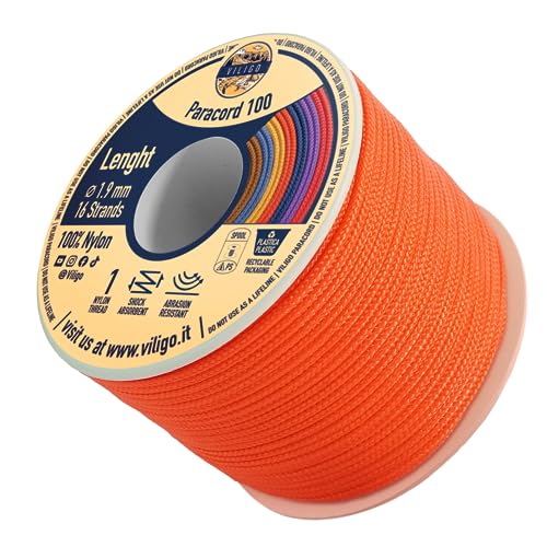 VILIGO Paracord 100 Nylon-Seil, 1 Faden zum Nähen im Inneren, ideal für die Herstellung eines Armbands, einer Halskette oder anderer DIY-Projekte, Mehrzweckseil (50 m, Paprika) von VILIGO