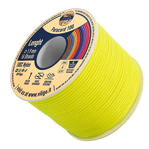 VILIGO Paracord 100 Nylonschnur, 1 Faden zum Nähen im Inneren – Ideal für Armband, Halskette oder andere DIY-Projekte, Mehrzweckseil (50 m, Electro) von VILIGO