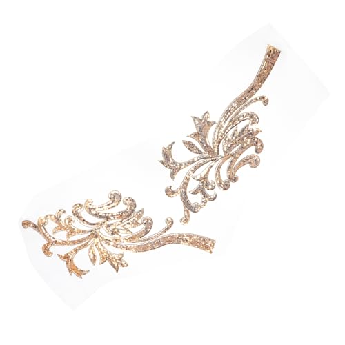 VILLCASE 1 Paar Blumen tuch aufkleber Polsterstoff Verschönerung Dekoration sticken Verzierungen bügelbild aufbügel-flicken Kleidungsdesign Craft-Patch Kleideraufnäher Pailletten Golden von VILLCASE