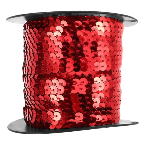 VILLCASE 1 Rolle Diy Paillettenband Yards Elastisches Glitzerband für Kostüme Kleidung und Bastelprojekte Große Rote Pailletten für Kreative Dekorationen und Accessoires VILLCASE 1 Rolle Diy Paillettenband Yards Elastisches Glitzerband für Kostüme Kleidung und Bastelprojekte Große Rote Pailletten für Kreative Dekorationen und Accessoires von VILLCASE