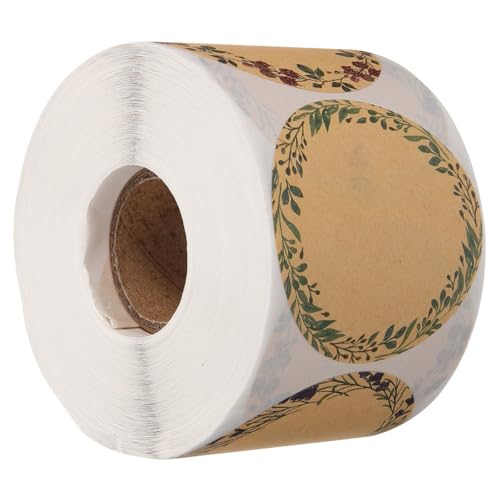 VILLCASE 1 Rolle Kraftpapier Aufkleber Selbstklebende Etiketten mit Blumenmuster für Karten und Umschläge für Hochzeiten und Geburtstagsfeiern von VILLCASE