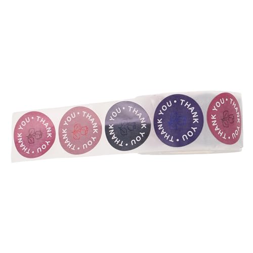 VILLCASE 1 Rolle Runder Rosen Dankeschön Aufkleber Selbstklebende Etiketten für Geschenkverpackung Hochzeiten Geburtstagsfeiern Dekorative Siegelaufkleber für Vielseitige Anwendungen von VILLCASE