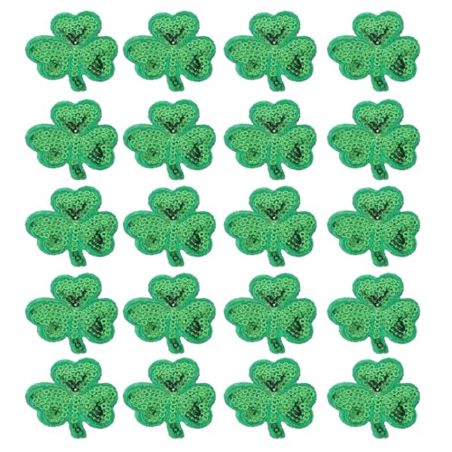 VILLCASE 20 Stück Kleeblatt Patch, Patch Chanceux Irlandais de Trèfle à 4 Feuilles, Grün, DIY Kleidung Dekoration, Aufbügeln Oder Aufnähen, für Feste und Feiern, St. Patrick's Day von VILLCASE
