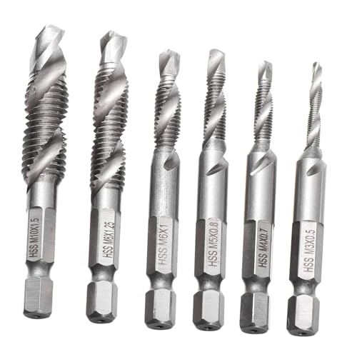 VILLCASE 1 Satz Bohrer Set Bohrer Gewindebohrer Werkzeug Schraubendreher Schraubenschlüssel Maschinenschärfer Bohrer Gewindebohrer Schlüssel Schlagschrauber Bits 6 Stück von VILLCASE