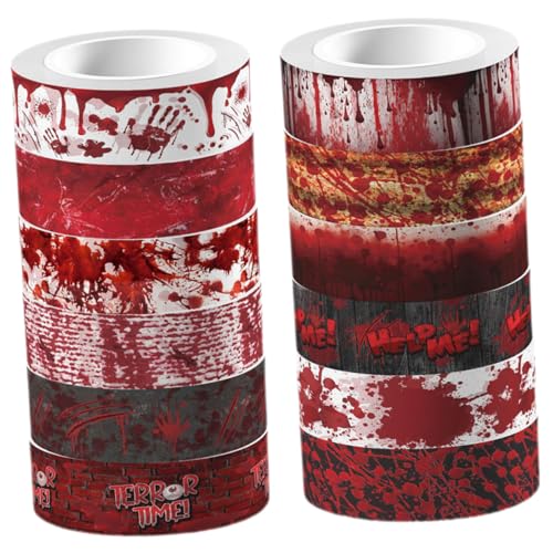 VILLCASE 1 Satz Halloween Washi Tape Blutige Drucke Für Diy Scrapbooking Und Dekoration Für Halloween Projekte Und Kreative Gestaltung 12rollen VILLCASE 1 Satz Halloween Washi Tape Blutige Drucke Für Diy Scrapbooking Und Dekoration Für Halloween Projekte Und Kreative Gestaltung 12rollen von VILLCASE