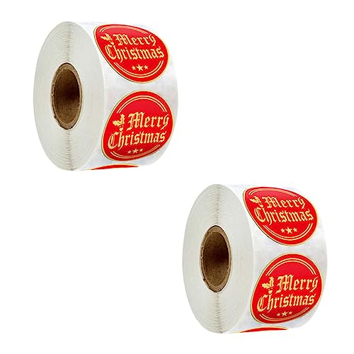 VILLCASE 2 Rollen Weihnachtsaufkleber Aus Goldfolie Für Selbstklebende Klebeetiketten Dekorative Etiketten Rollenaufkleber Für Weihnachtsdekorationen von VILLCASE