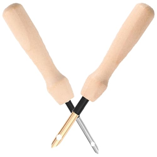 VILLCASE 1 Satz Holzgriff Punch Needle Ergonomische Sticknadel Für Diy Handarbeiten Geeignet Für Anfänger Und Fortgeschrittene Für Stoffe 2 Stück von VILLCASE