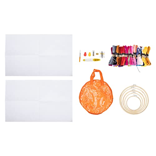 VILLCASE 1 Satz Kreuzstich für Anfänger Farben Stickgarn Rahmen Stoffe Runder Orangefarbener Beutel Werkzeug für Kreative Diy Projekte und Heimstickerei von VILLCASE