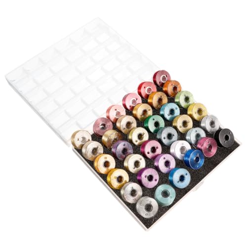 VILLCASE 1 Satz Metallic Stickgarn Bunte Stickgarne für Nähmaschine und Handarbeit Spulen Praktischer Box für Diy Projekte und Kreative Handarbeiten von VILLCASE