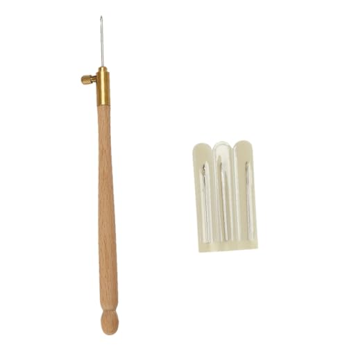 VILLCASE 1 Satz Teiliges Diy Stickerei Pen Punch Needle Mit Holzgriff Stab Und Nadeln Für Anfänger Tragbar Und Einfach Zu Bedienen Für Kreative Projekte 4 Stück von VILLCASE