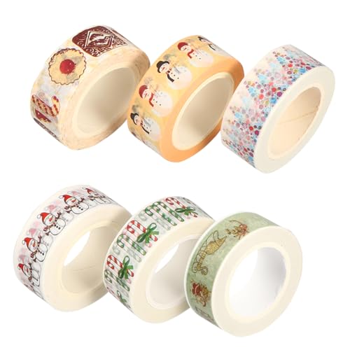 VILLCASE 1 Satz Weihnachtsband Dekoband Für Kuchen Aufkleber Dekoratives Abdeckband Weihnachtsbänder Hängende Dekorationen Maskerade Goldgirlande Baum Weihnachtsmann 6 Stück von VILLCASE
