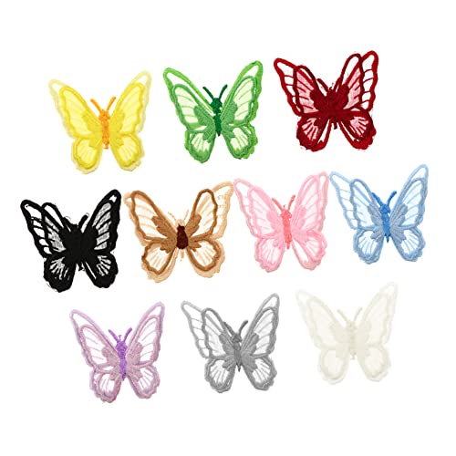 VILLCASE 10 Stück Doppellagige Schmetterlings Stoffflicken Zum Aufnähen Von Kleidung Nähen Basteln Aufnäher Mit Schmetterlingen Slip Patches Aufnäher Nähapplikationen Kleidung Für von VILLCASE
