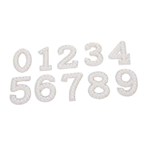 VILLCASE 10 Stück Pearl Diamond Aufkleber Dekorativer Reparaturflicken Jacken Gestickter Aufnäher Strass -kleidungsstätten Nummernaufnäher Zum Aufnähen Zahlenapplikations Patch Kunststoff von VILLCASE