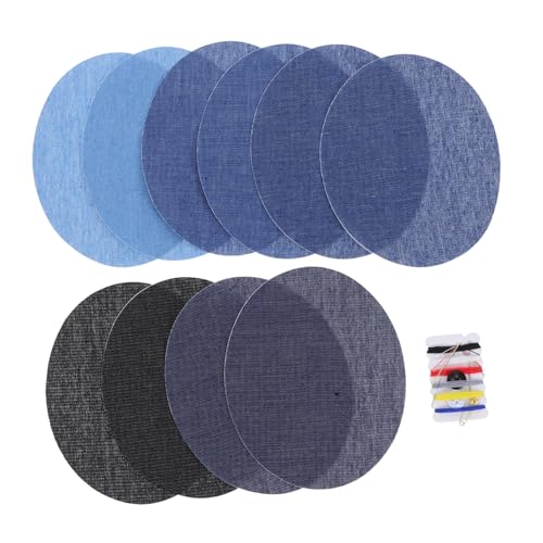 VILLCASE 10 Stück Teiliges Denim Bügelflicken Set Oval zum Aufbügeln Baumwolle Jeans Flicken für Kleidung Reparatur mit Nähset Langlebig und Einfach für Jacken Hosen Rucksäcke und Hüte VILLCASE 10 Stück Teiliges Denim Bügelflicken Set Oval zum Aufbügeln Baumwolle Jeans Flicken für Kleidung Reparatur mit Nähset Langlebig und Einfach für Jacken Hosen Rucksäcke und Hüte von VILLCASE