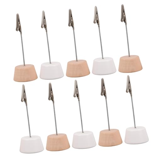 VILLCASE 10 Stück Teiliges Holz Memo Clip Halter mit Runder Basis Minimalistische Foto und Kartenhalter für Tische für Büro Hochzeiten und Veranstaltungen von VILLCASE