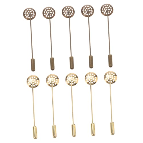 VILLCASE 10 Stück Teiliges Lapel Stick Pin Broschenrohlinge aus Zinklegierung Runde Corsage Pin Tray für DIY Schmuckherstellung Basteln Nähen Handgefertigte Anstecknadeln Vielseitig von VILLCASE