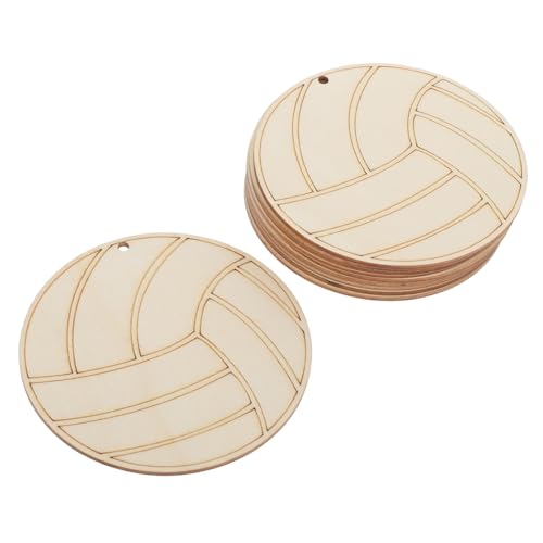 VILLCASE 10 Stück Unbehandelte Holzscheiben Volleyballform DIY Bastelset für Malen Graffiti und Handwerk Natürliche Holzchips für Kreative Montessori Aktivitäten von VILLCASE