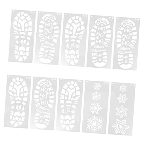 VILLCASE 10 Stück Weihnachtsschablonen Weihnachtstischdekorationen Weihnachtsdekorationen Schneeflocken Weihnachtsschablonen Wiederverwendbare Etiketten Weihnachtsschablonen Schnee von VILLCASE
