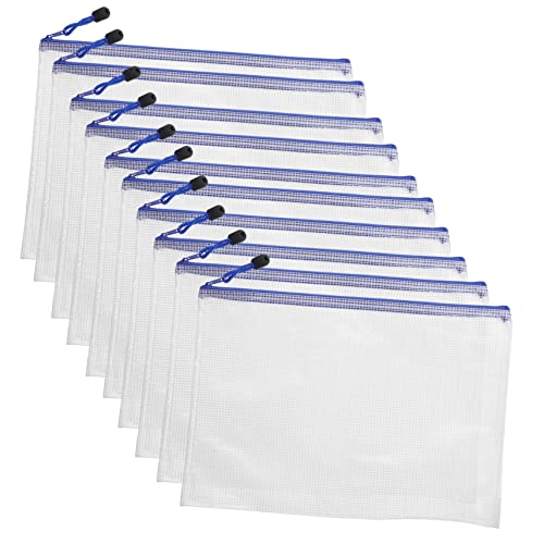 VILLCASE 10 Stück Zipper File Pouch Transparente Mesh Dokumententaschen für Lehrer Studenten und Büroangestellte Praktische Aufbewahrung für Unterlagen Fotos und Karten von VILLCASE