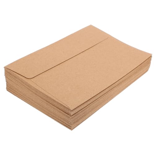 VILLCASE 100 Stück Einladungsumschlag Schüttgut Gruß Schmucklos Multipack Umschläge Mailing Selbst Bindestrich Herstellung Abendessen Mit Glücklich Bunt Party Hochzeit Mini Hellbraun Papier von VILLCASE