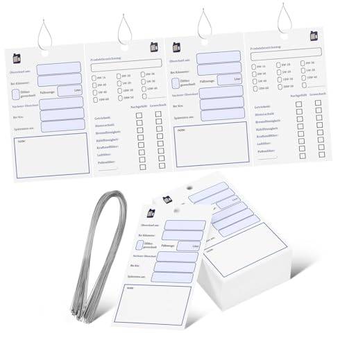 VILLCASE 100 Stück Erinnerungsanhänger Fahrzeug Service Geschichte Tags Papier Ölwechseletiketten mit Draht für Einfache Handhabung und Aufzeichnung VILLCASE 100 Stück Erinnerungsanhänger Fahrzeug Service Geschichte Tags Papier Ölwechseletiketten mit Draht für Einfache Handhabung und Aufzeichnung von VILLCASE