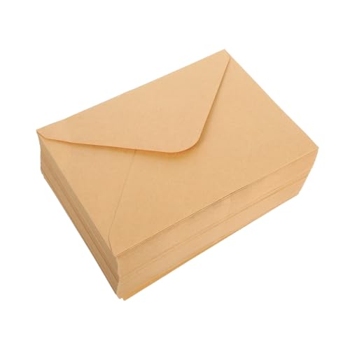 VILLCASE 100 Stück Kraftpapier Umschläge V Klappe Nassklebend Braun Vintage Stil für Hochzeitseinladungen Geburtstagskarten Büroversand von VILLCASE