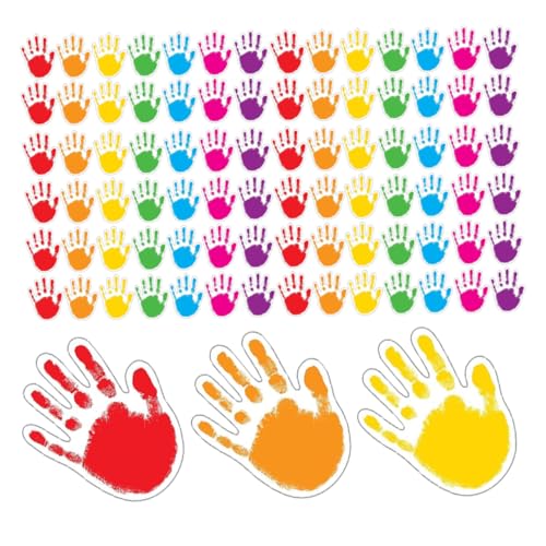 VILLCASE 100 Stück Papierpapierabschneidung Bunte Handabdruckausschnitte klassenzimmer tafel Papier für Bulletin Board Klassenzimmerdekorationen Pinnwandpapier beschichtetes Papier von VILLCASE
