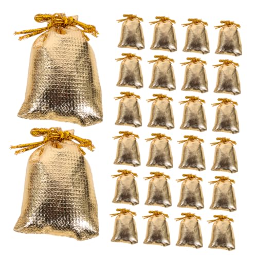 VILLCASE 100 Stück Partygeschenkverpackungstaschen Schmuckbeutel Praktische Schmucktasche Kleine Zugbeutel Kleine Aufbewahrungstaschen Süßigkeitenbeutel Mit Kordelzug Stoff Golden von VILLCASE