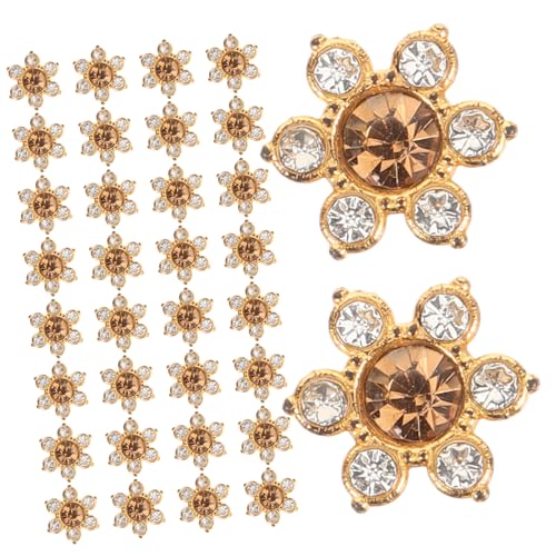 VILLCASE 100 Stück Strass Knöpfe Glas Blumenform Rhinestone Buttons für Diy Kleidung Schmuck Basteln Stabile Verzierung für Pullover Mantel Taschen Champagnerfarbene Schmucksteine von VILLCASE