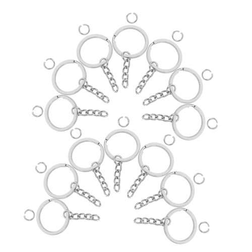VILLCASE 100 Stück Teiliges Schlüsselanhänger Ring mit Gliedriger Kette Flache Silberne Metallringe Verstellbare Sicherer Halt für Diy Schmuck Schlüssel und Bastelarbeiten VILLCASE 100 Stück Teiliges Schlüsselanhänger Ring mit Gliedriger Kette Flache Silberne Metallringe Verstellbare Sicherer Halt für Diy Schmuck Schlüssel und Bastelarbeiten von VILLCASE