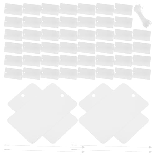 VILLCASE 100 Stück Weiße PVC Hangtags mit Schnur Wasserdichte Leere Warenetiketten für Id Karten Lanyards und Schmuckdisplay für Kleinunternehmer und Etikettierung von VILLCASE