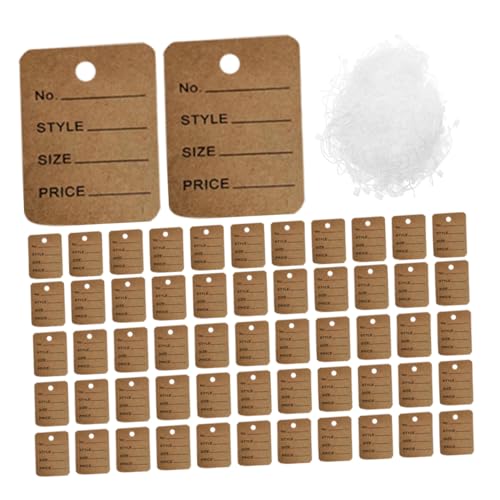 VILLCASE 1000 Stück Etikett aus Kraftpapier Preisetiketten Set Kleideretiketten Preislabel Preisetiketten groß Schmuckanhänger für die Preisgestaltung kleine Anhänger aus Kraftpapier Khaki von VILLCASE