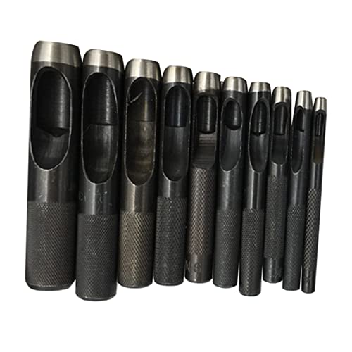 VILLCASE 10Stücke Teiliges Hohlocher Karbonstahl für Lederhandwerk für Gürtel und Taschen Rutschfester Griff Langlebig und Vielseitig Einsetzbar von VILLCASE