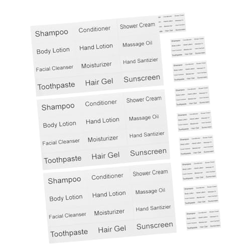 VILLCASE 12 Blatt Selbstklebende für Badezimmer Kosmetikaufkleber für Flaschen Shampoo und Toilettenartikel Labels Praktische und Wasserfeste Beschriftungen für Sortierung von VILLCASE