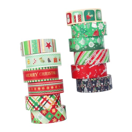 VILLCASE 12 Rollen Weihnachts Washi Tape Weihnachtsthema Tape Dekorationen Geschenkband Weihnachtsdeko Tape Weihnachts Geschenkband Weihnachts DIY Tape Buntes Papier von VILLCASE