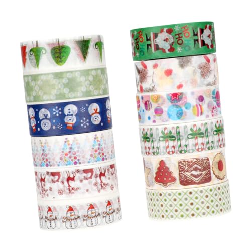 VILLCASE 12 Rollen Weihnachtsklebeband Picks Geschenkband Weihnachtsbastelszene Indoor Geschenkband Weihnachtstagebuch Aufkleberband Geschenkverpackung Klebeband DIY Klebepapier von VILLCASE