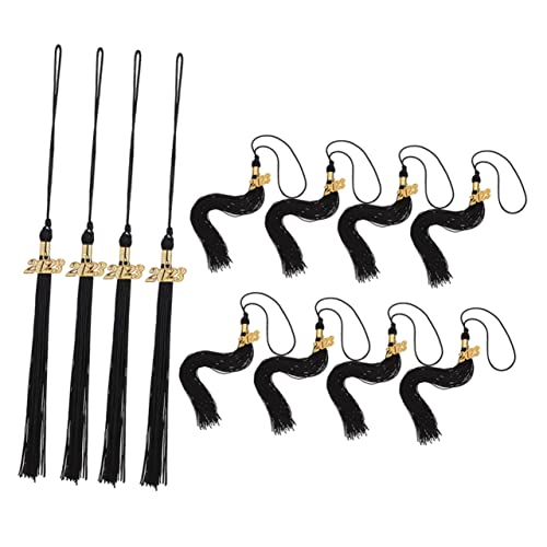 VILLCASE 12 Stück 2023 Abschlusskappendekoration Abschlussquaste 2023 Abgänger Abschluss für ihn Gefälligkeiten für Abschlussfeiern Quasten für Abschlusshut Polyester Black von VILLCASE