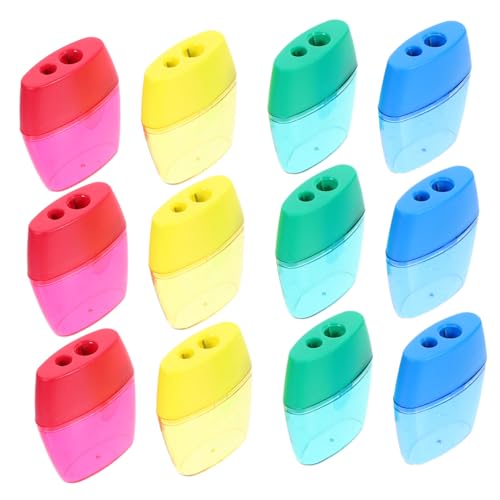 VILLCASE 12 Stück Bleistiftspitzer mit Doppelloch tragbarer Bleistiftspitzer Mini -Bleistiftschärfer Doppelloch-Bleistiftspitzer Bleistiftspitzer aus Kunststoff Handspitzer Plastik von VILLCASE