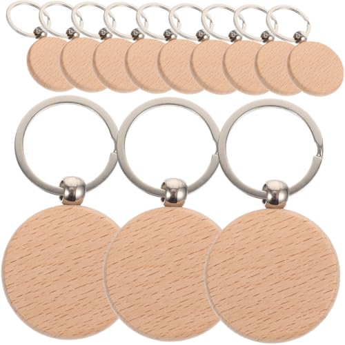 VILLCASE 12 Stück Holz Schlüsselanhänger Rohlinge zum Bemalen Beschriften DIY Basteln Personalisierbare Schlüsselringe Holzanhänger für Geschenke Dekoration Handwerk von VILLCASE