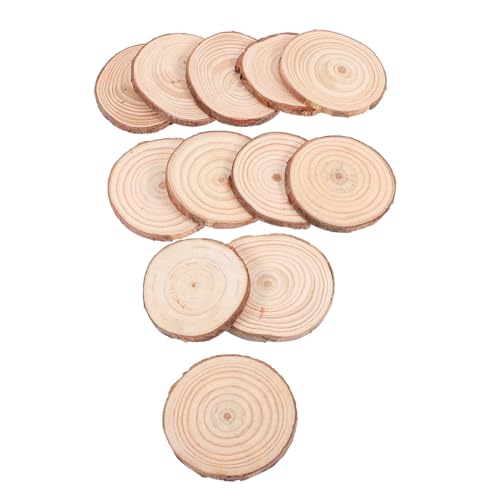 VILLCASE 12 Stück Runde Holzscheiben Unbehandelt Natürliche Holzplättchen für Diy Bastelprojekte Hochzeiten Weihnachten Dekoration Untersetzer von VILLCASE