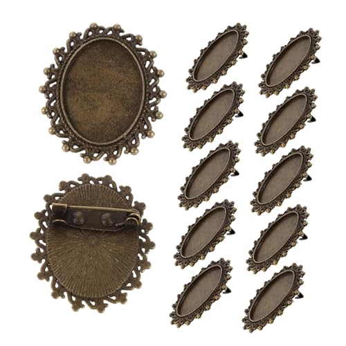 VILLCASE 12 Stück Teiliges Brooch Pin Back Oval aus Langlebiger Legierung für DIY Schmuck Zubehör Sicherer Ansteckverschluss Vielseitig für Kleidung Abzeichen und Kreative Bastelprojekte von VILLCASE