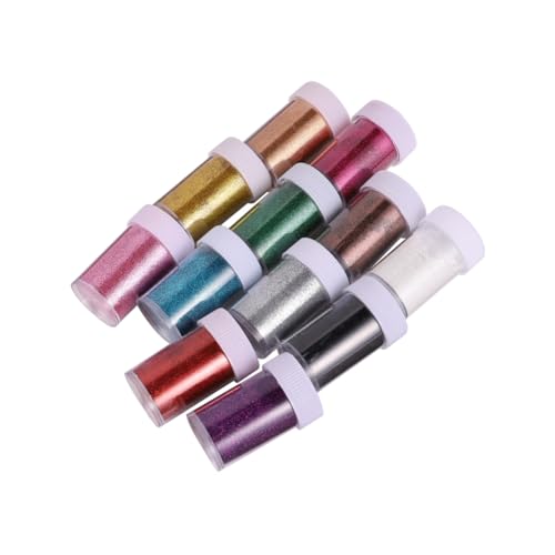 VILLCASE 12 Stück Teiliges Nail Glitter Powder Bunte Glitter Pigment Fläschchen Schimmerndes Nagelpuder für Nail Art Gesundes Material Vielseitig für Make up und Nageldesign von VILLCASE