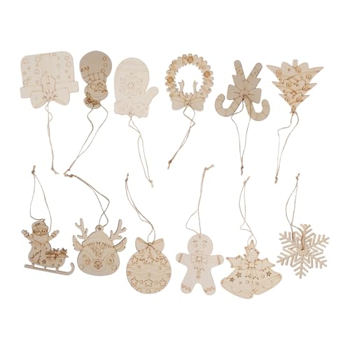 VILLCASE 12 Stück Teiliges Unbemalter Holzanhänger für Weihnachten DIY Bemalbare Holzstücke mit Juteschnur Vielseitige Bastelornamente für Weihnachtsbaum Wiederverwendbar Rustikale VILLCASE 12 Stück Teiliges Unbemalter Holzanhänger für Weihnachten DIY Bemalbare Holzstücke mit Juteschnur Vielseitige Bastelornamente für Weihnachtsbaum Wiederverwendbar Rustikale von VILLCASE
