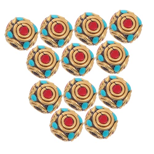 VILLCASE 12 Stück Tibetische Buddhistische Messingperlen mit Großem Loch Ethnische Runde Spacer-perlen für DIY Schmuck Armband Halskette Schlüsselanhänger Buddhistische Bastelmaterialien VILLCASE 12 Stück Tibetische Buddhistische Messingperlen mit Großem Loch Ethnische Runde Spacer-perlen für DIY Schmuck Armband Halskette Schlüsselanhänger Buddhistische Bastelmaterialien von VILLCASE