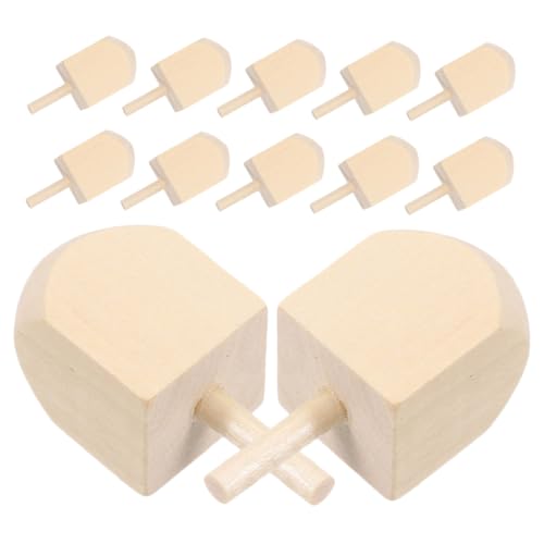 VILLCASE 12 Stück Unlackierte DIY für Handgemachte Bastelspielzeuge Leere Holz Dreidel für Kreative Feiertagsaktivitäten von VILLCASE