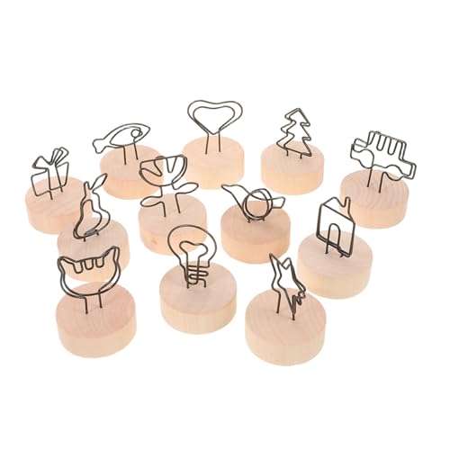VILLCASE 12 Stück Vintage Holz Platzkartenhalter mit Draht Memo Foto Clip Dekorativer Kartenhalter für Hochzeit Party Büro und Zuhause von VILLCASE