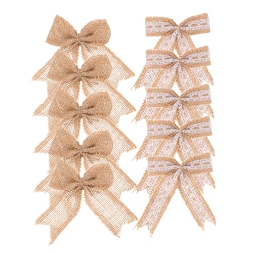 VILLCASE 12 Stück Vorinstallierte Spitze Dekorative Hochzeitsknoten für Weihnachtsbaum Kranz und Diy Bastelarbeiten Rustikales Langlebiges Material für Festliche Dekoration von VILLCASE